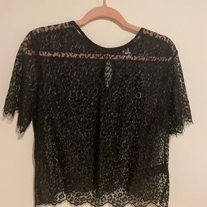 NWT H&M Sheer Leopard Print T-Shirt, Size 10